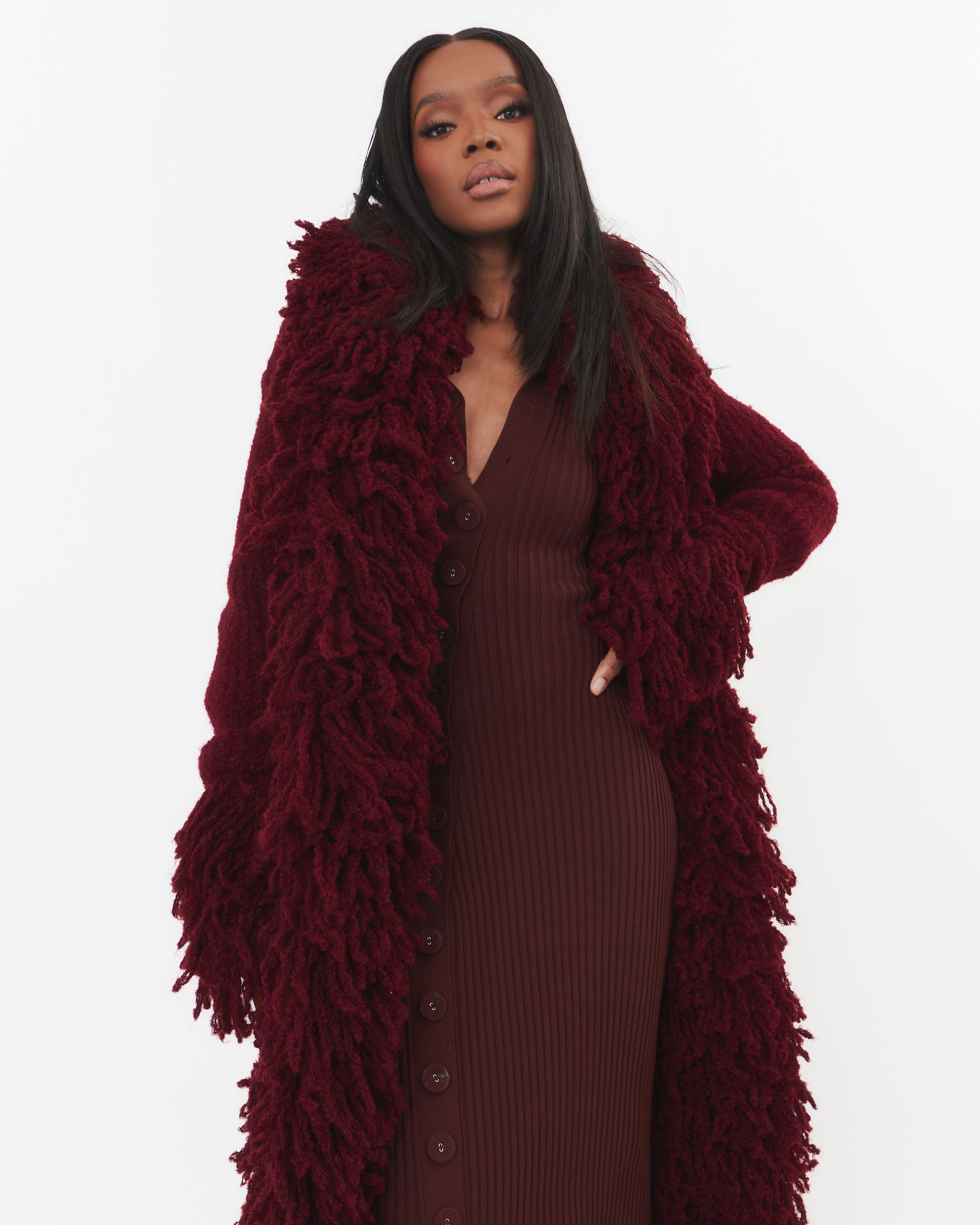 Fumi Fringe Knit Coat
