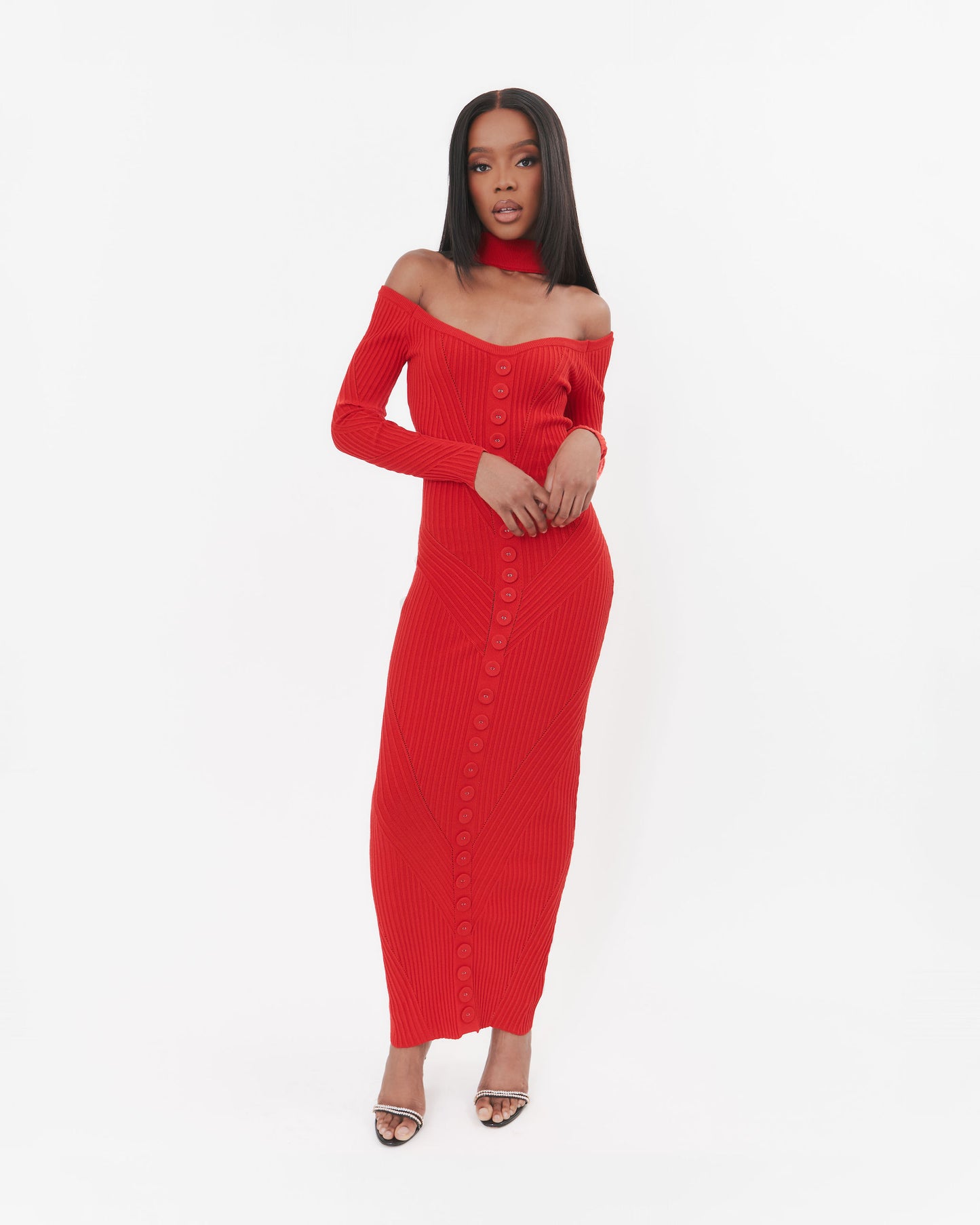 Sofia Off Shoulder Knitted Maxi Dress