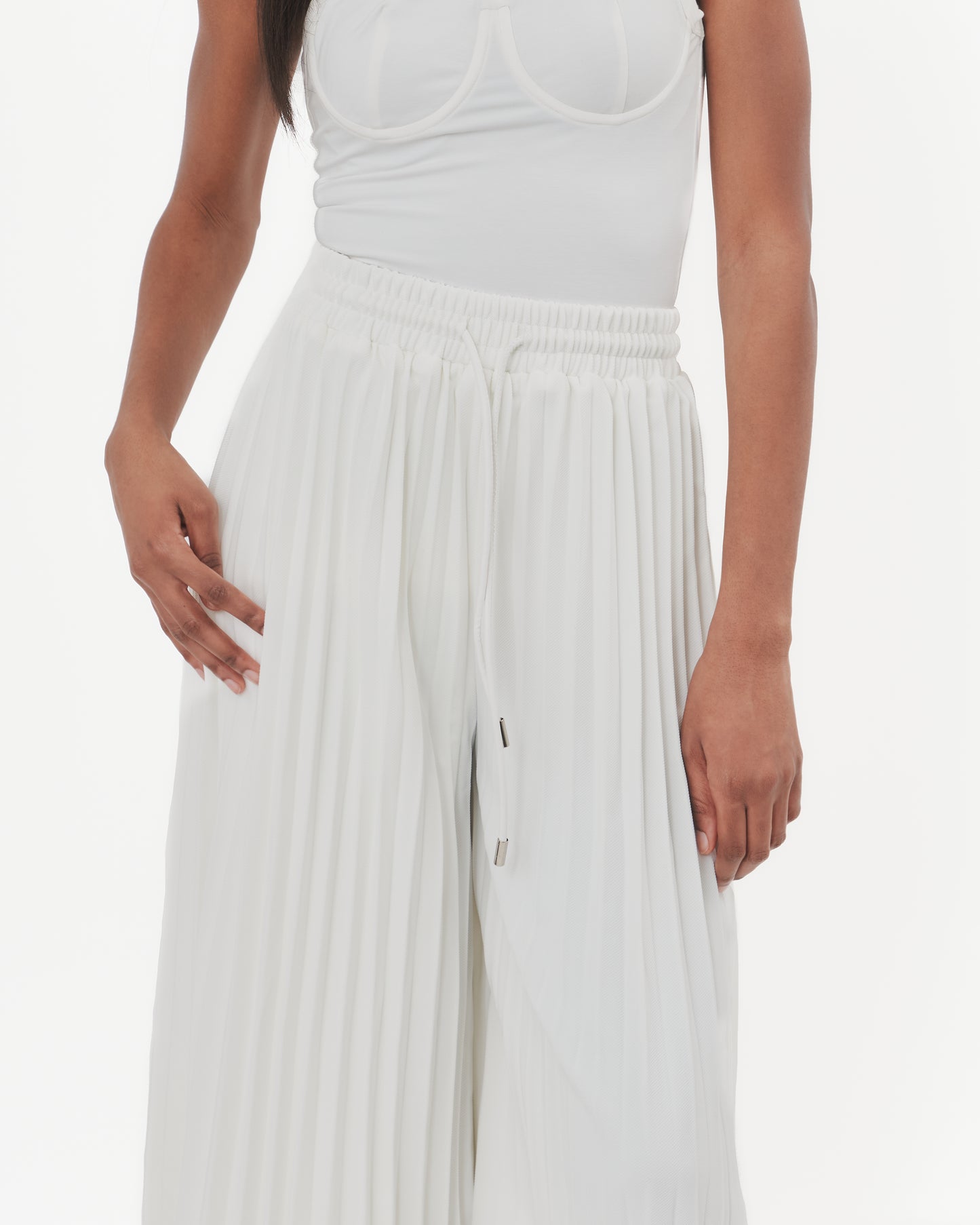 Tracey Pleated Pants in White (Redesigned)