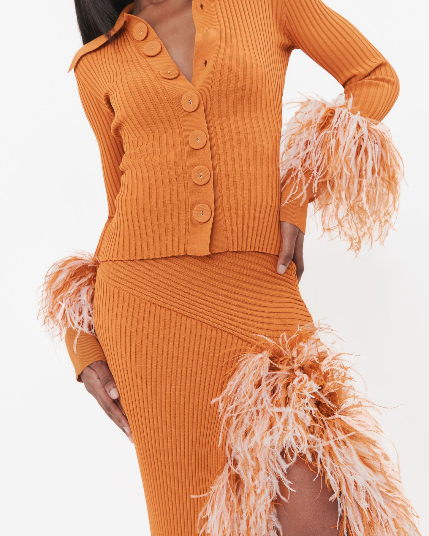 Maya Feather-Cuff Top