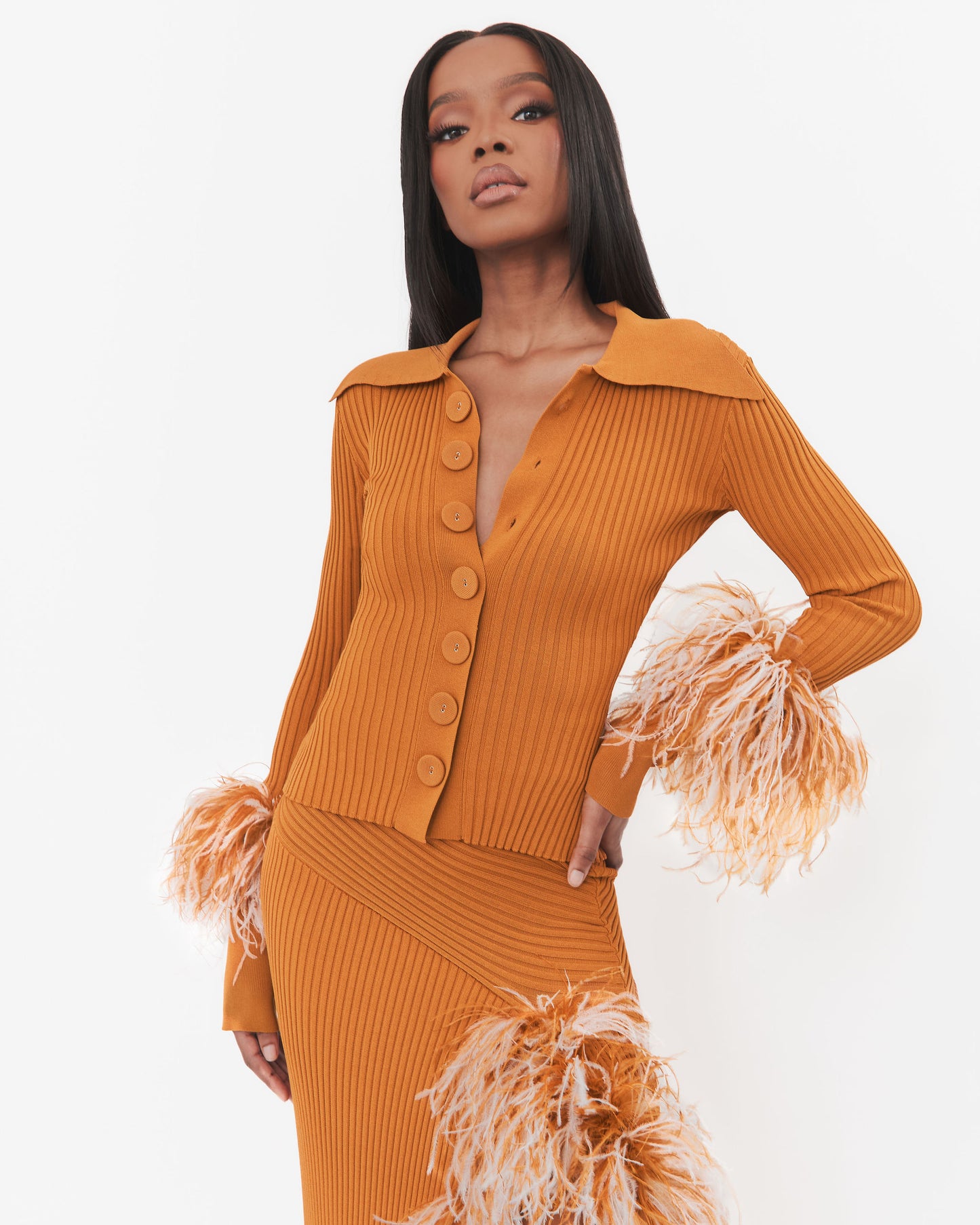 Maya Feather-Cuff Top