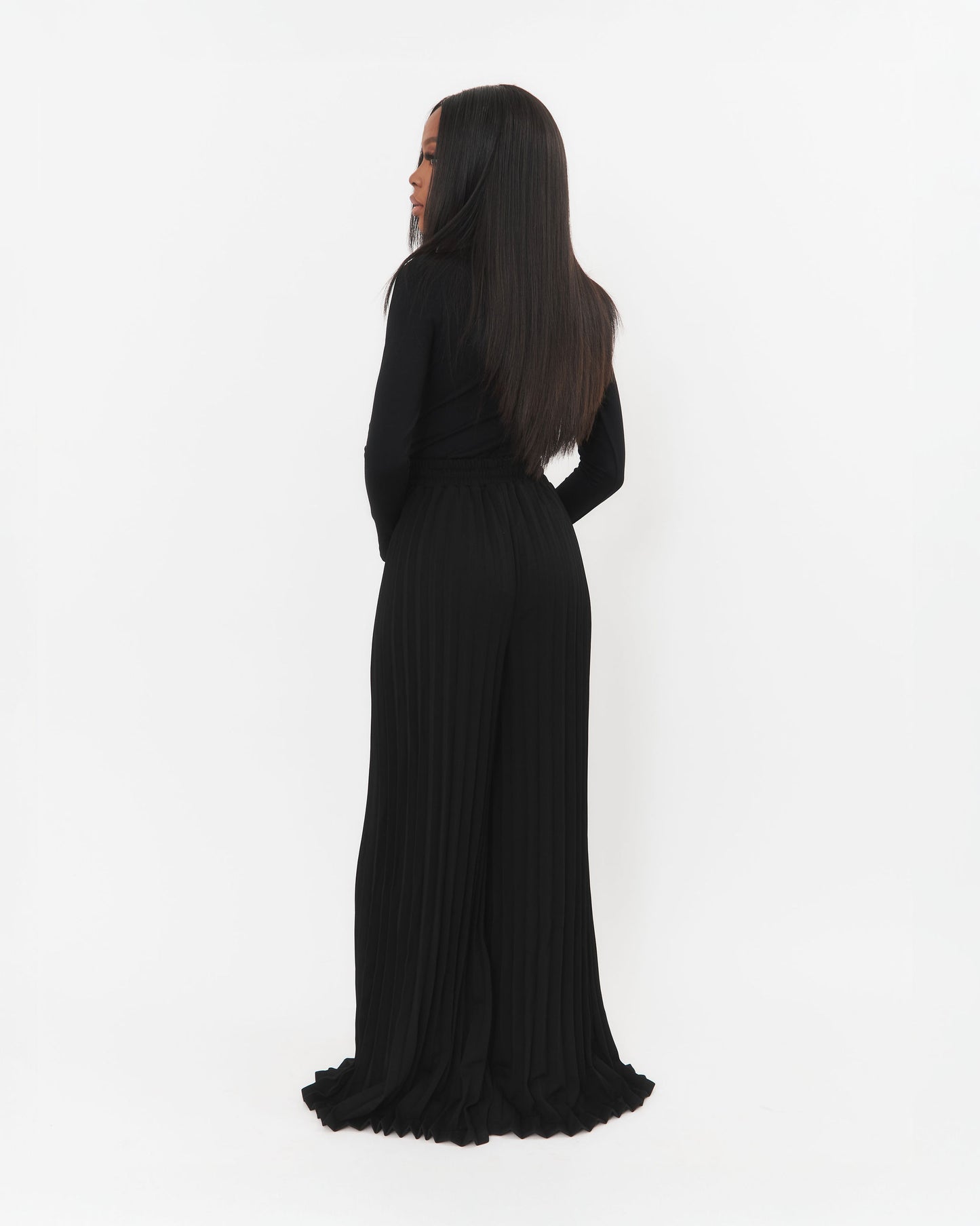 Tracey Pleated Pants in Black (Redesigned)
