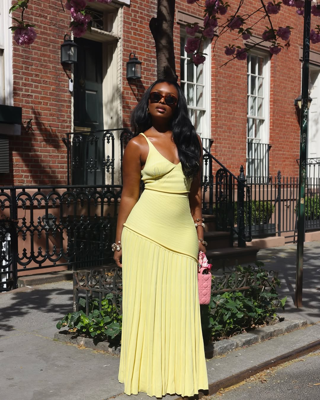 Customer wearing Amara Canary Yellow Co-Ord Set, look 2