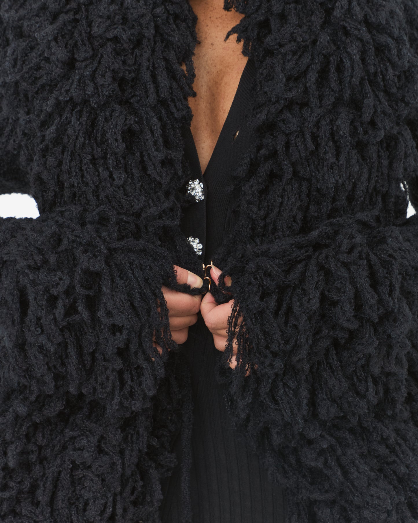 Fumi Fringe Knit Coat