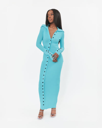 Naomi Dress in Aqua Blue