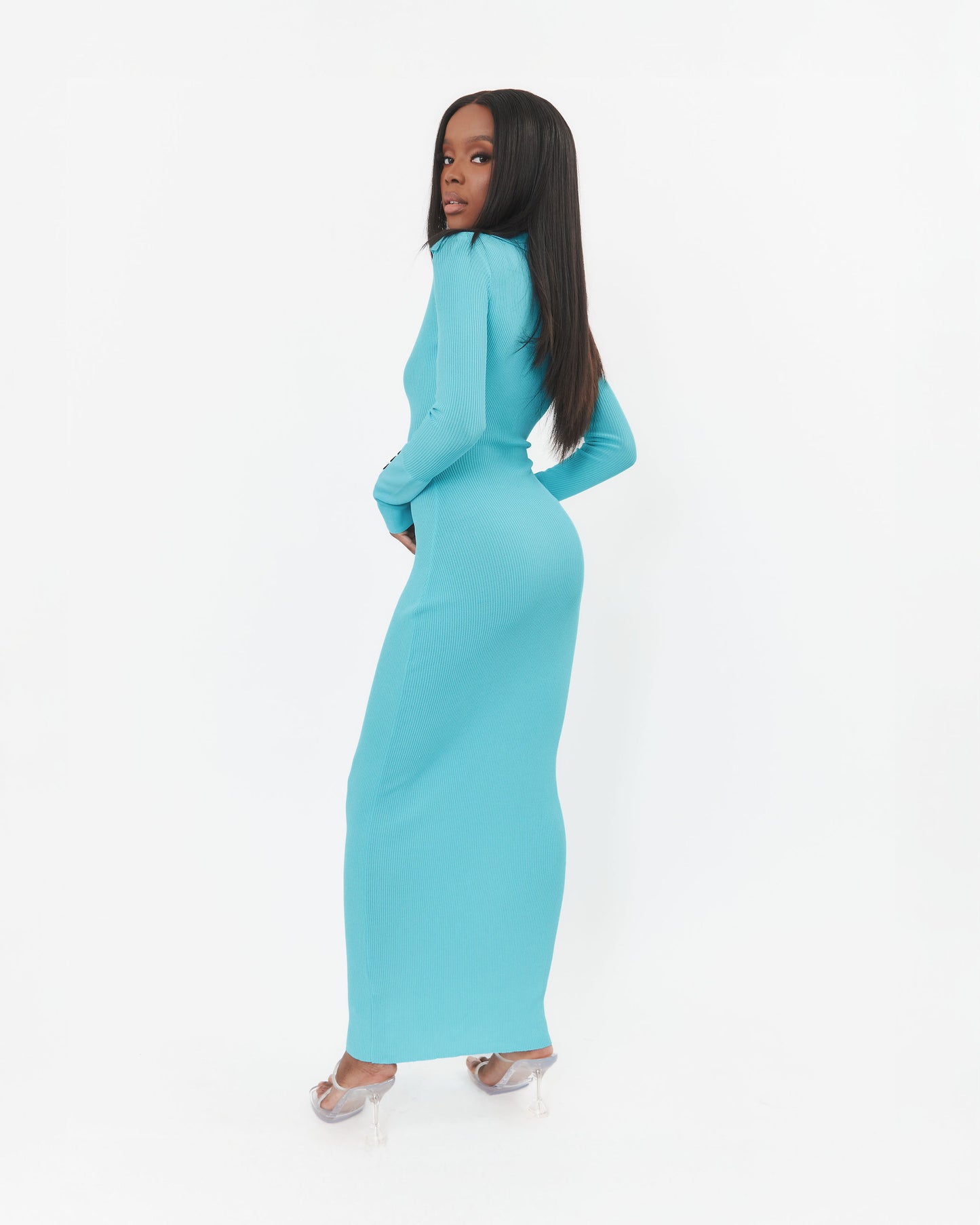 Naomi Dress in Aqua Blue