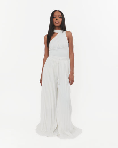 Tracey Pleated Pants in White (Redesigned)