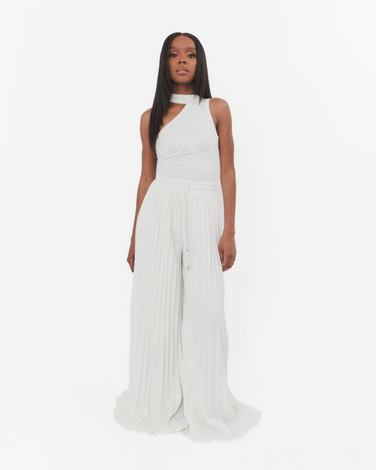 Tracey Pleated Pants in White (Redesigned)