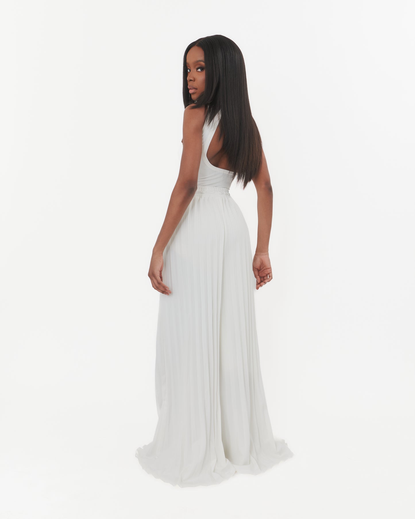 Tracey Pleated Pants in White (Redesigned)