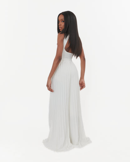 Tracey Pleated Pants in White (Redesigned)