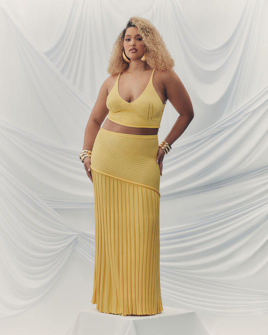 Amara Canary Yellow Skirt Set