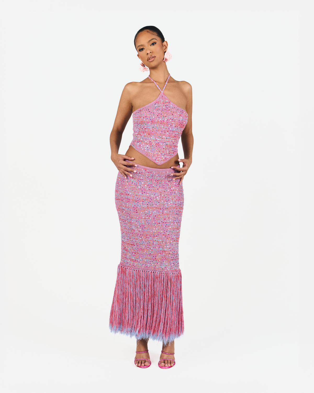 Celia Sequined Fringe Co-Ord Set