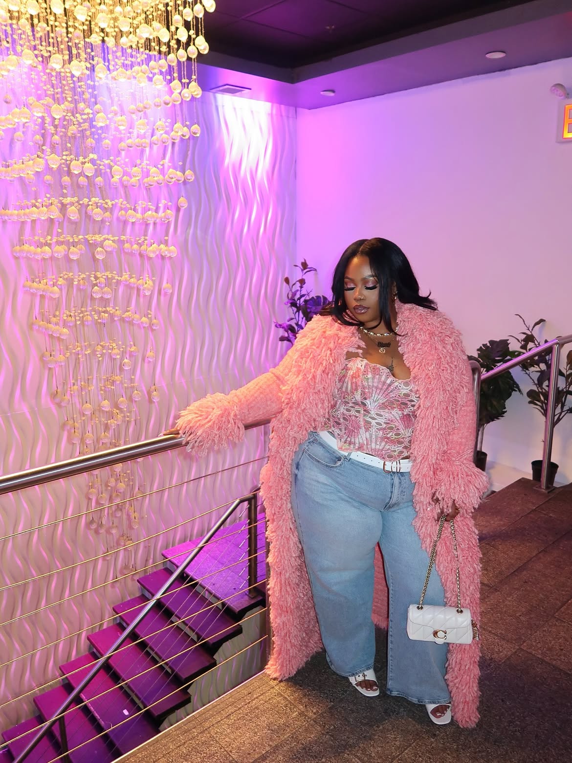 Customer wearing Fumi Fringe Knit Coat, look 11