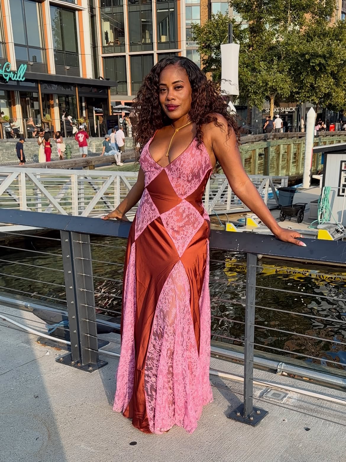 Customer wearing Desire Slip Gown, look 5