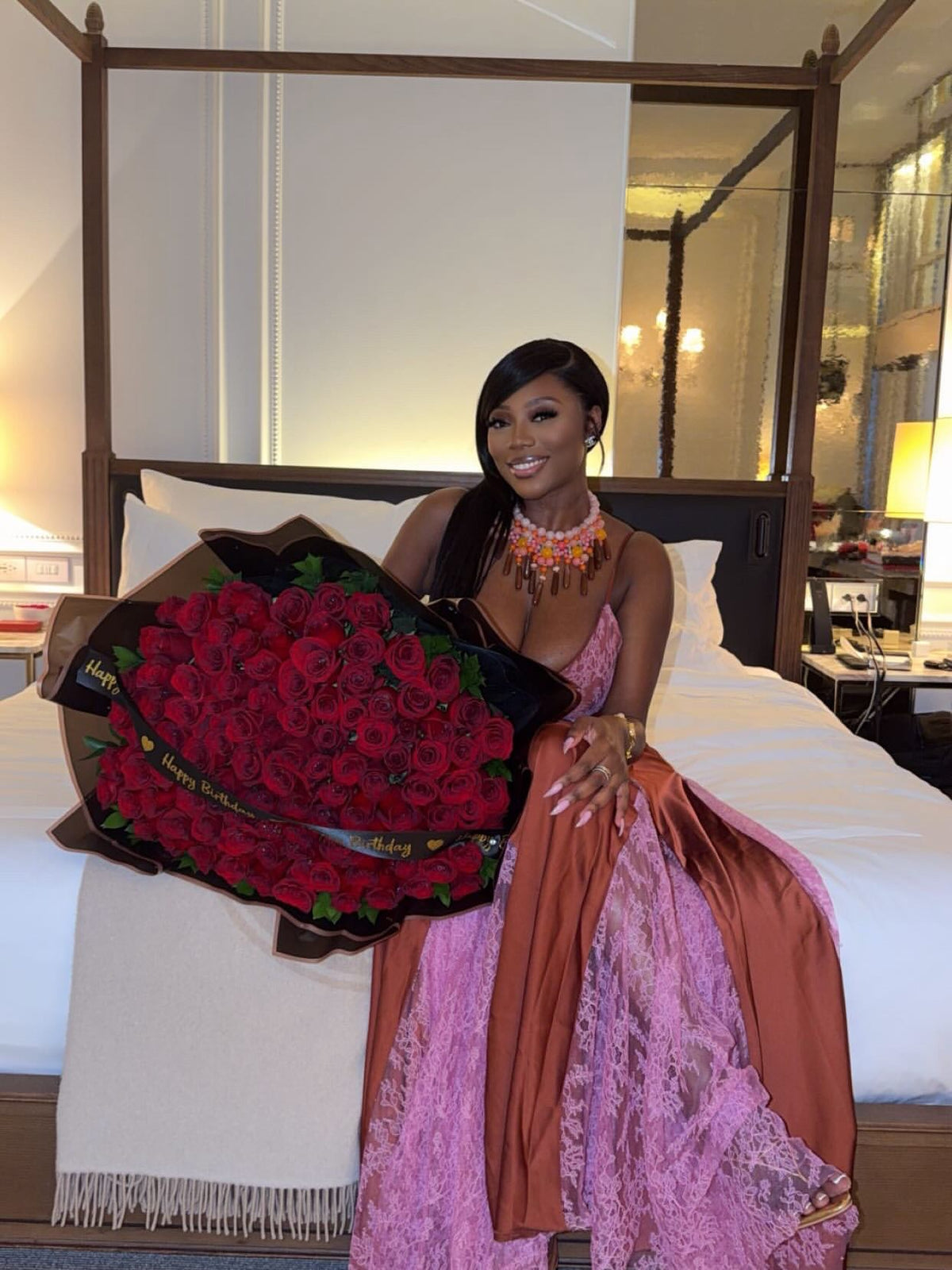 Customer wearing Desire Slip Gown, look 7
