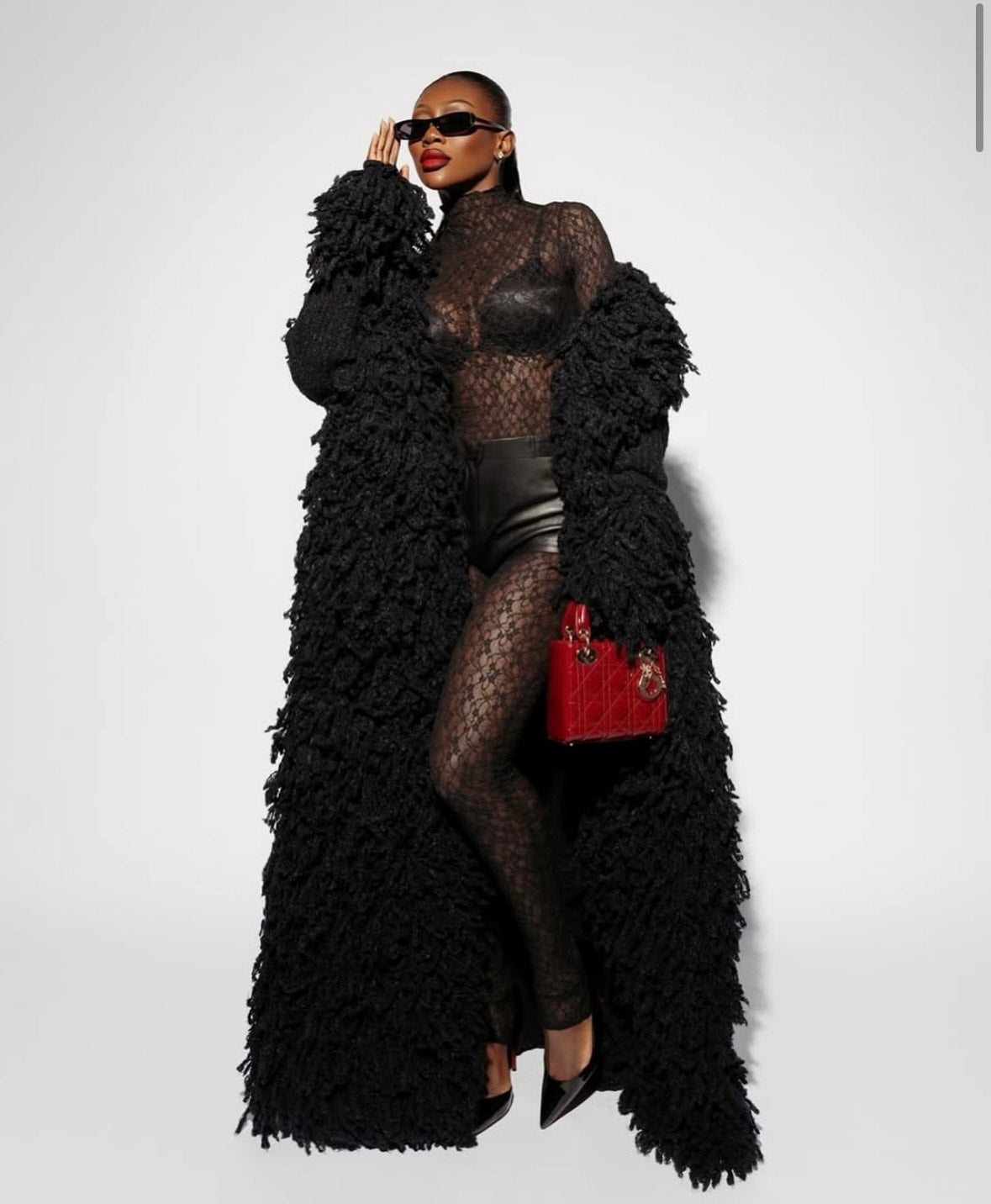 Customer wearing Fumi Fringe Knit Coat, look 3