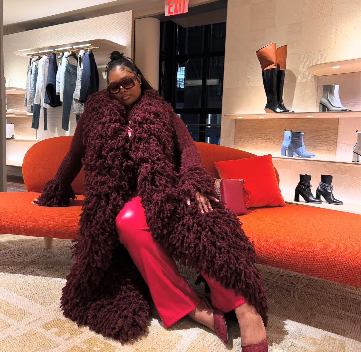 Customer wearing Fumi Fringe Knit Coat, look 2