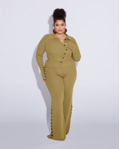 Ronny Knit Pant Set in Olive Green