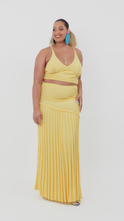 Amara Canary Yellow Skirt Set