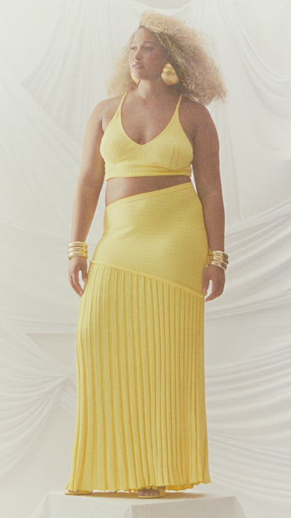 Amara Canary Yellow Skirt Set