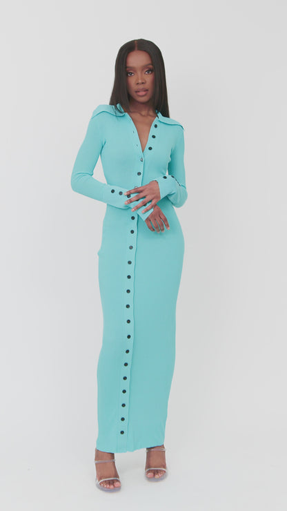 Naomi Dress in Aqua Blue