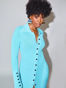 Naomi Dress in Aqua Blue