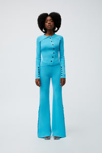 Ronny Knit Pant Set in Aqua Blue