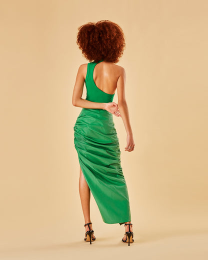 Lauren Vegan Leather Skirt in Green